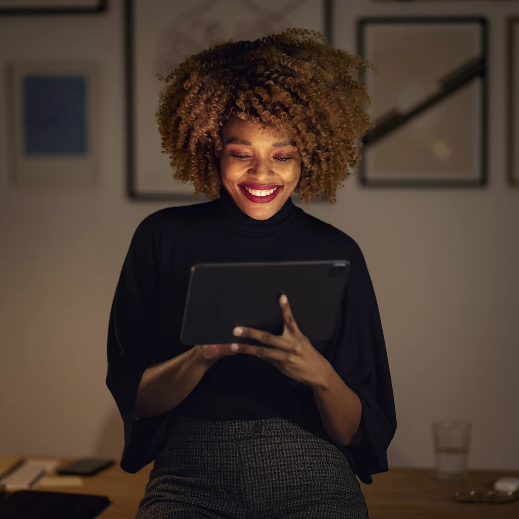 Woman focused and engaged while working
